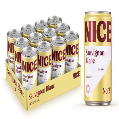 Nice Sauvignon Blanc, Spanish Wine in a Can, Dry, Crisp, Peachy White Wine from La Mancha, Always Good to Go, 12 x 187ml Canned Wine