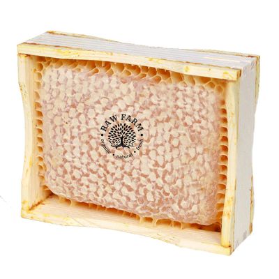Raw Farm - Organic Raw Wildflowers Honeycomb in Wood Frame, Directly from the bee hive 250 g