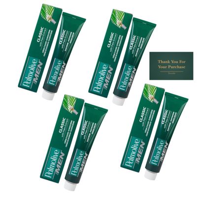4 Pack - Palmolive Mens Shaving Cream Classic 100ml With Palm Extract - Total 400ml Shave cream- With Treseida Thank You Card