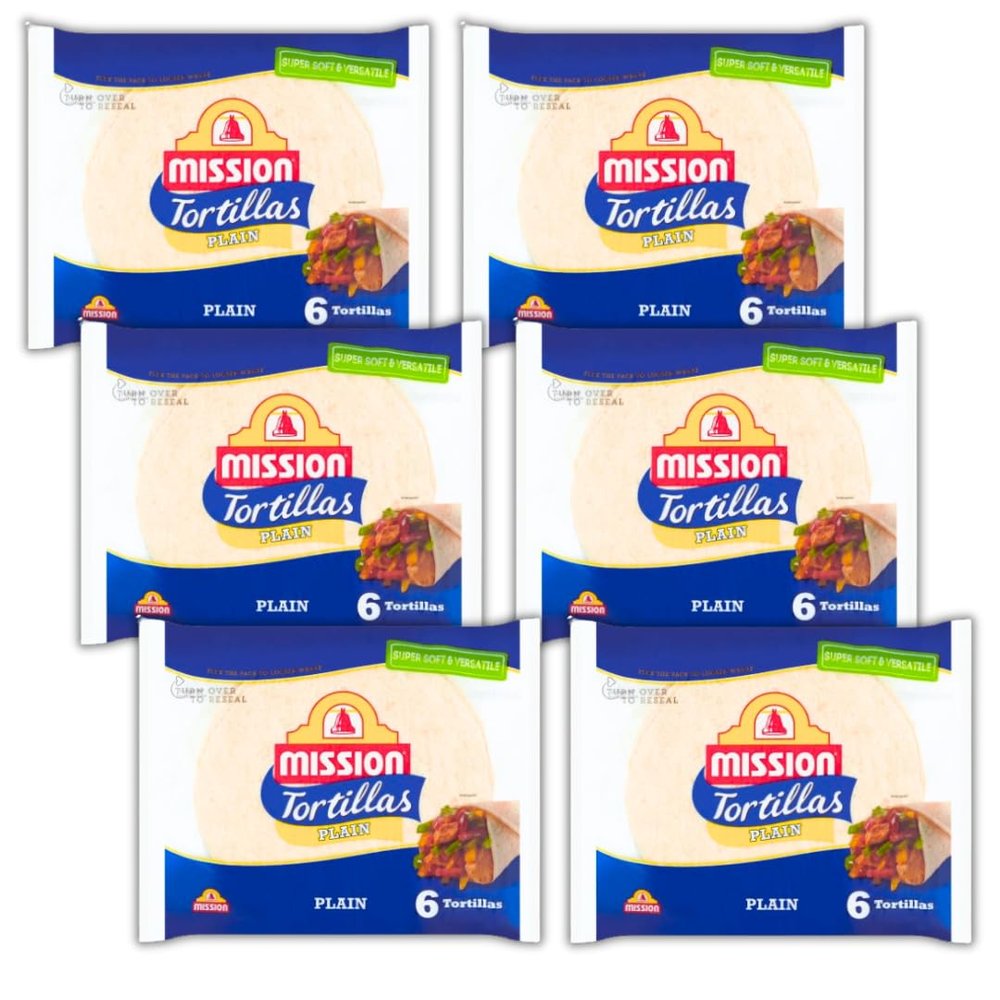 Tortilla Wraps 36 pcs - Soft and Flexible Vegan Tortilla Wraps in Resealable Bags (6x368g, Total 36 Wraps)