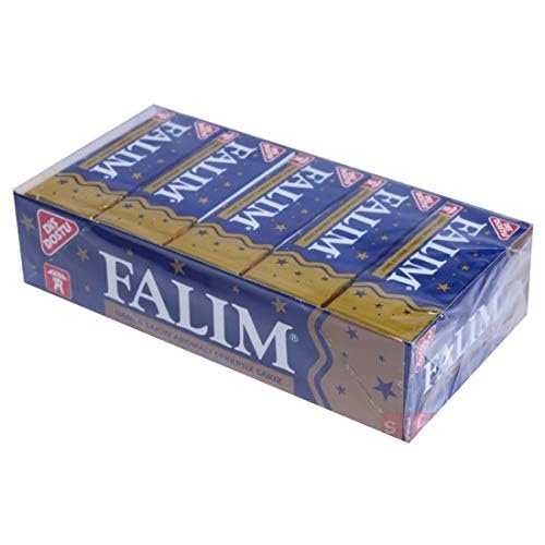 Falim Sugarless Plain Chewing Gum with Mastic Flavour, 100 Pieces (5 x 20 Pieces), Sugarless Natural Chewing Gum with Mastic Flavour, Refreshing Button, Long-Lasting Freshness, 100 Pieces - Trinovi