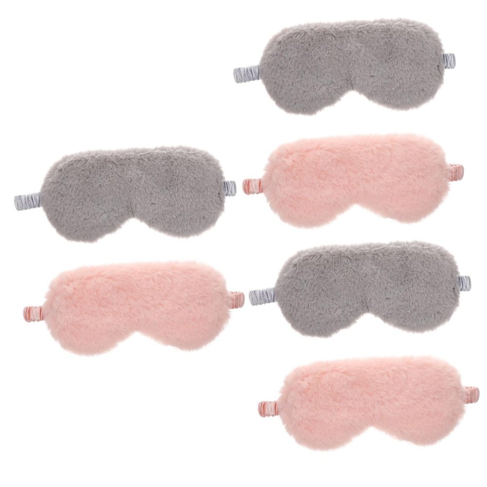 Beavorty 6pcs Artificial Silk Plush Sleeping Eye Mask Blackout Eye Cover for Boys and Girls Lovely Plush Sleep Masks for Travel Home Use