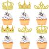 Cyodoos 24Pcs Gold Crown Cupcake Toppers Glitter Queen Crown Cupcake Baby Shower Wedding Birthday Party Cake Decorations Supplies view 1