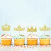 Cyodoos 24Pcs Gold Crown Cupcake Toppers Glitter Queen Crown Cupcake Baby Shower Wedding Birthday Party Cake Decorations Supplies view 2
