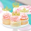 Cyodoos 24Pcs Gold Crown Cupcake Toppers Glitter Queen Crown Cupcake Baby Shower Wedding Birthday Party Cake Decorations Supplies view 3