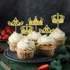 Cyodoos 24Pcs Gold Crown Cupcake Toppers Glitter Queen Crown Cupcake Baby Shower Wedding Birthday Party Cake Decorations Supplies view 4