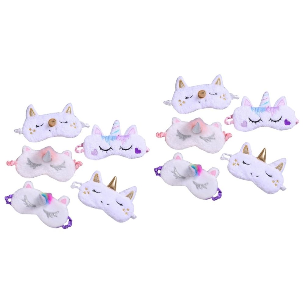 Beavorty 10pcs Plush Unicorn Sleeping Eye Mask Cute Breathable Eye Shade for Relaxation Travel and Sleep for Girls and Women Soft Blindfold for Comfort
