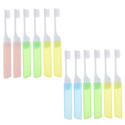 Beavorty 12pcs Folding Toothbrush Orthodontic Mini Travel for Adults Youth Random Color