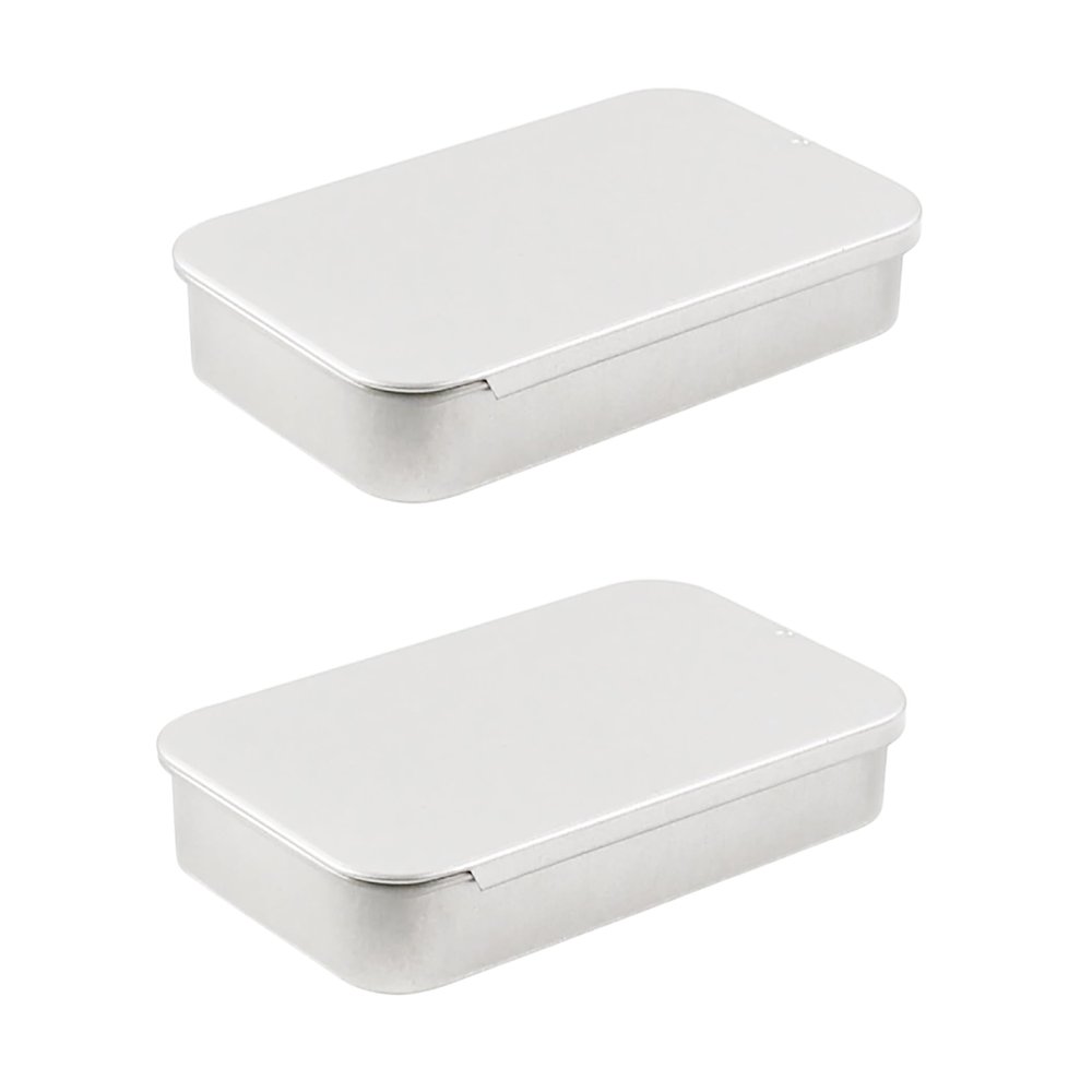 Vagocom 2Pcs Portable Floss Picks Dispenser, Empty 3.19 * 2.05 * 0.63inch / 8.1 * 5.2 * 1.6cm Floss Picks Metal Case, Mini Reusable Floss Pick Holder Boxes for Travel, Purse Essentials(Silver)