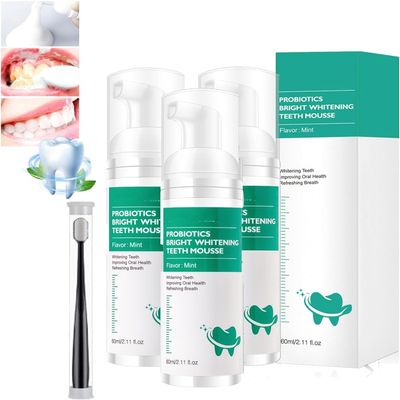 Lenaro Probiotics Bright Whitening Teeth Mousse,Lenaro Herbal Brightening Oral Repair Mousse,Lenaro Tooth Mousse,Teeth Whitening Mousse Foam,Lenaro Teeth Mouse (3pcs)
