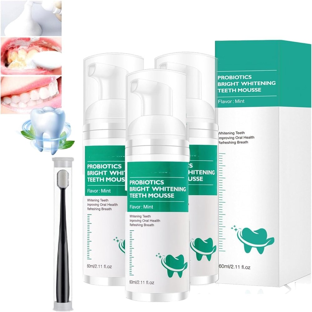 Lenaro Probiotics Bright Whitening Teeth Mousse,Lenaro Herbal Brightening Oral Repair Mousse,Lenaro Tooth Mousse,Teeth Whitening Mousse Foam,Lenaro Teeth Mouse (3pcs)