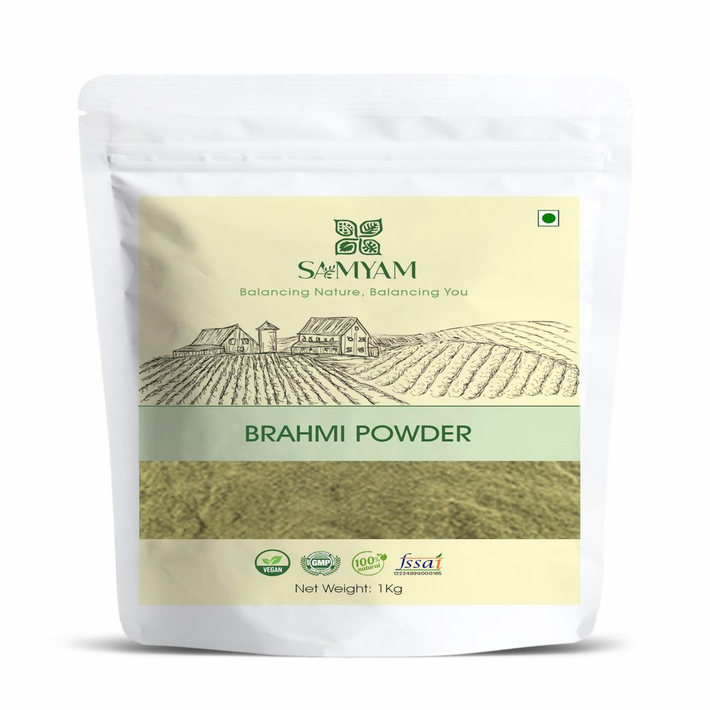 SAMYAM Brahmi Powder (Bacopa monnieri) - 1Kg Pack | for Memory, Intelligence and Concentration