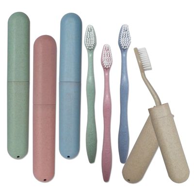 Dental Aesthetics 4 x Toothbrush Cases & 4 Adult Toothbrushes ~ Family Bulk Pack