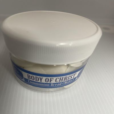 Body of Christ Communion Bread (Wafer) Jar of 100 Pieces with Cross