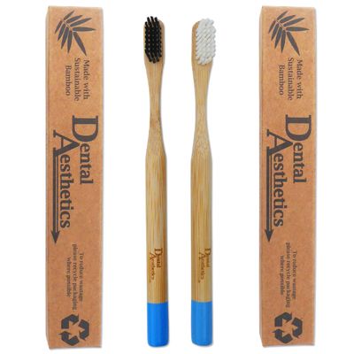 2 x Bamboo Toothbrushes ~ Hard Firm Bristles Smokers Stain Removal
