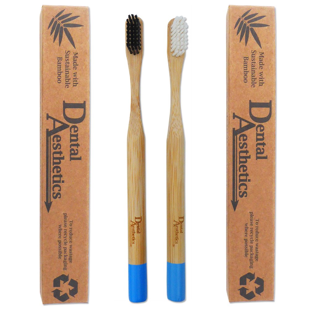 2 x Bamboo Toothbrushes ~ Hard Firm Bristles Smokers Stain Removal