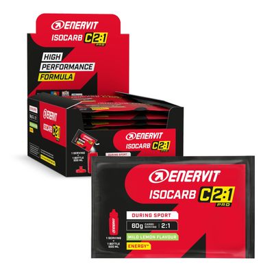 Enervit IsoCarb C2:1PRO Isotonic Drink Powder, Mild Lemon, 20 x 65g Sachets