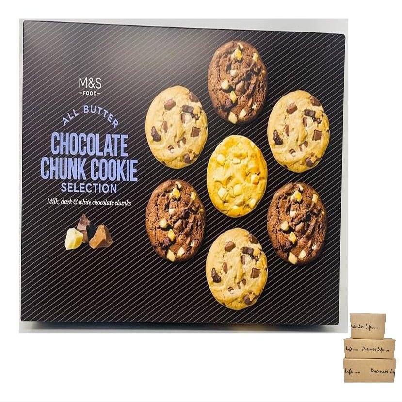 Premier Life M&S All Butter Belgian Chocolate Chunk Cookie Selection 500g | All Butter Triple Chocolate Chunk Cookies