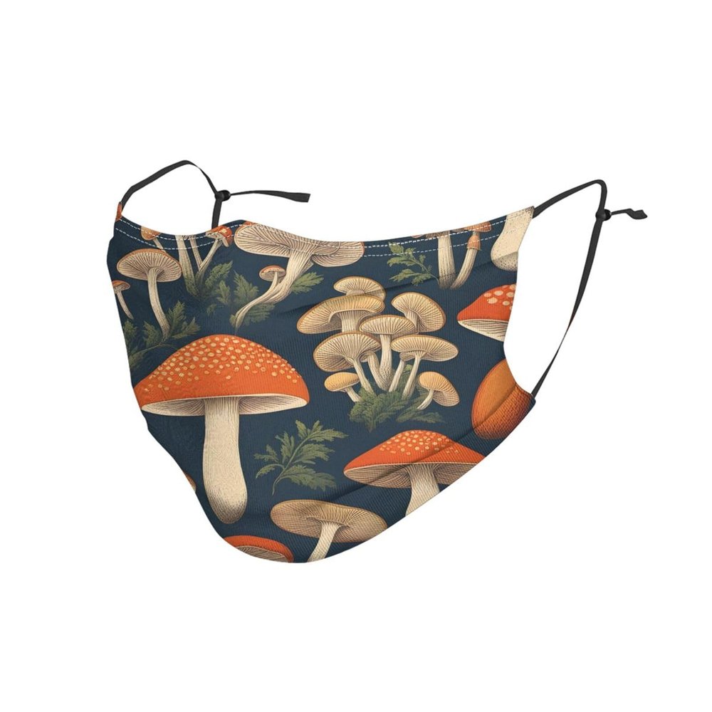 YYHWHJDE Adult Masks Washable 5 PCS Soft breathable Suitable for camping, running, traveling daily use Vintage Edible Mushrooms Pattern