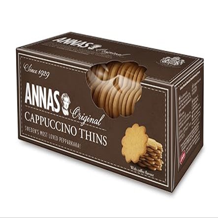 Annas Cappucino Thins - Classic Cappucino Cookies - Rich & Delicious - Perfect Food Gift for Biscuit Lovers - Seweden's Most loved pepparkakor (3 Packets)