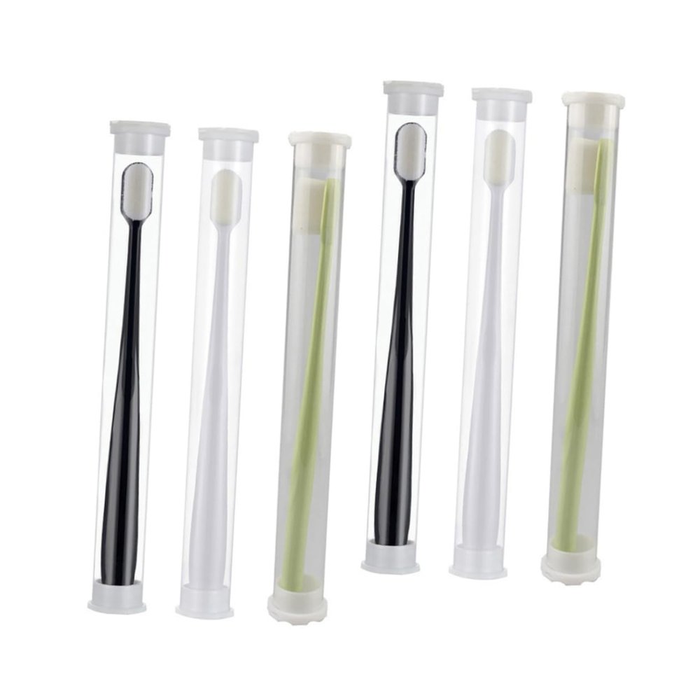 Beavorty Portable Toothbrush Kit 6pcs Micro Nano Toothbrush Extra Soft Black Postpartum Oral Care