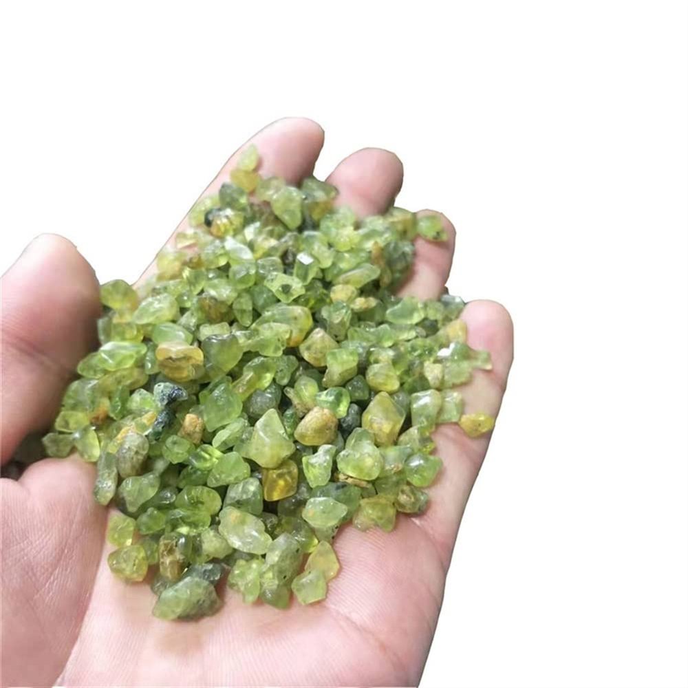 CZAOINCU 5mm-7mm Natural Mini Olivine Quartz Crystal Gravel Tumbled Bulk Stone Beautiful Crystal