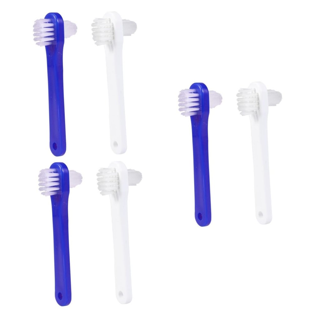 Beavorty 6pcs Dual Heads False Teeth Denture Brush T-Shape Cleaning Tools for Denture Cleaning Double Sided Toothbrush Plaque Removal