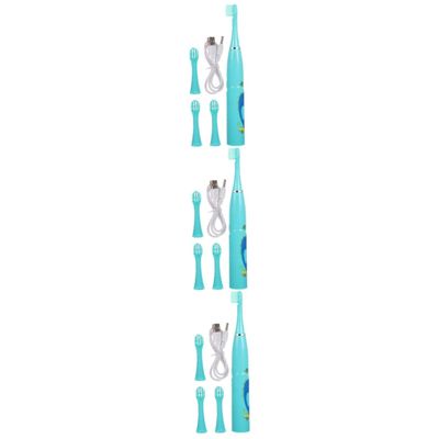 FRCOLOR 3sets Cartoon Boys and Girls Electric Toothbrush Portable for Boy Girl Household Tooth Brush Sonic Technology