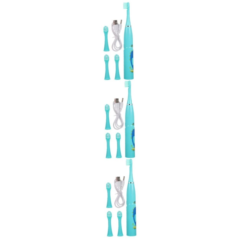 FRCOLOR 3sets Cartoon Boys and Girls Electric Toothbrush Portable for Boy Girl Household Tooth Brush Sonic Technology