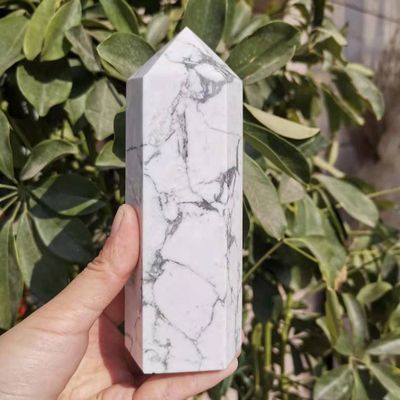 CZAOINCU Home Collections 15cm Natural White Turquoise Tower Howlite Wand Point Quartz Crystal Obelisk Point