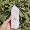 CZAOINCU Home Collections 15cm Natural White Turquoise Tower Howlite Wand Point Quartz Crystal Obelisk Point view 3