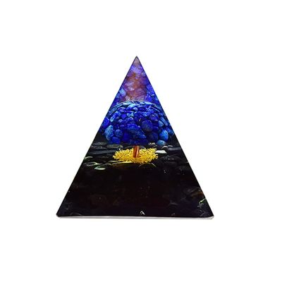 CZAOINCU Home Collections Natural Crystal 2.75 Inch Tree of Life Pyramid Lapis Lazuli and Obsidian Crystal Mental Purification Crystal Stone