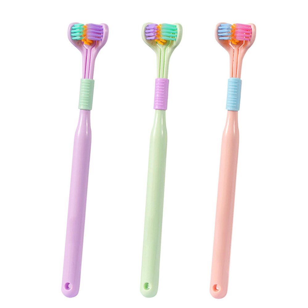 1/3pc Three Sided Toothbrush - 40g Denticle Brush, Teeth Cleaning Toothbrush | All Round Sensory Brush, Completely Wrap Teeth Care V Shaped Brush, Teeth Cleaning Brush for Casual Teeth Cleaning