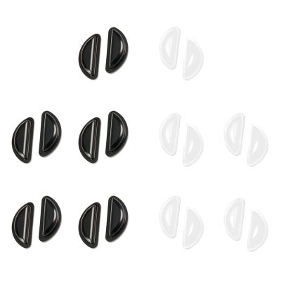 10 Pairs Silicone Adhesive Eyeglass Nose Pads, 3.5mm Thickness Adhesive Anti Slip Glasses Nose Grips with Air Bag for Glasses Sunglasses Thin Nose Pads Eyeglasses (Black+Clear)
