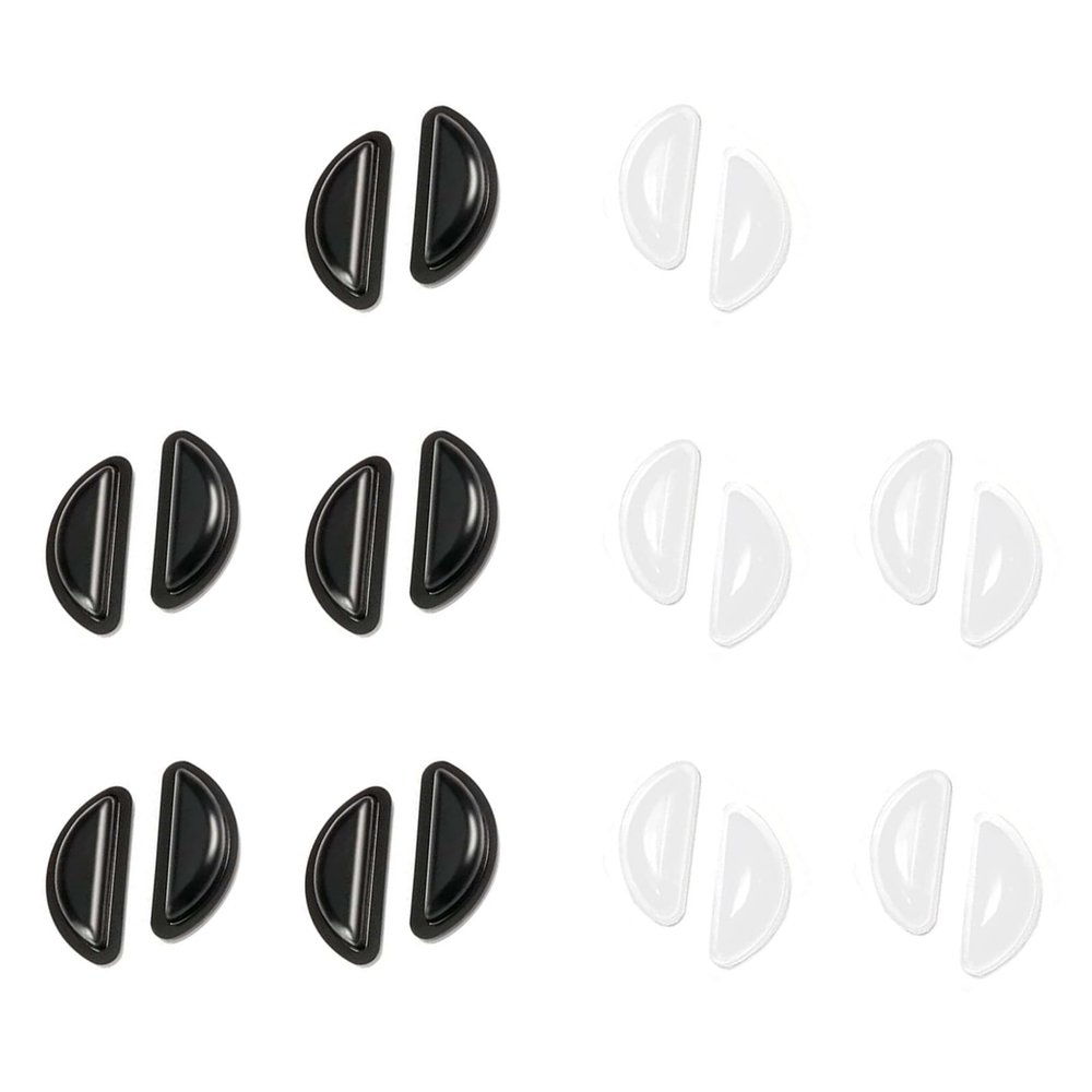 10 Pairs Silicone Adhesive Eyeglass Nose Pads, 3.5mm Thickness Adhesive Anti Slip Glasses Nose Grips with Air Bag for Glasses Sunglasses Thin Nose Pads Eyeglasses (Black+Clear)