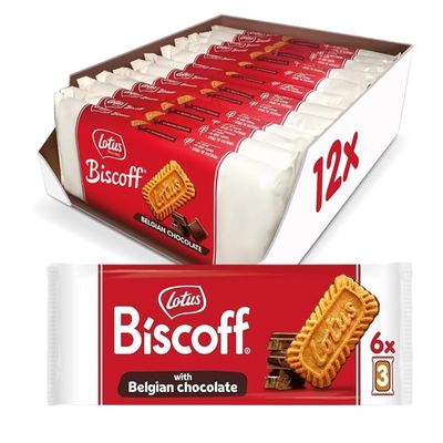 Chocolate Covered Speculoo's 12 x 6 Packs, 3 Biscuits Per Pack. Ideal for Treat, Packed Lunch or Coffee. Suitable for Vegetarians.