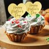 25Pcs Happy Mothers Day Cupcake Topper Acrylic Mirror Disc Heart Cake Engraved Cake Topper Cupcake Decorations for Mother's Day (Gold) view 2