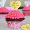 25Pcs Happy Mothers Day Cupcake Topper Acrylic Mirror Disc Heart Cake Engraved Cake Topper Cupcake Decorations for Mother's Day (Gold) view 4