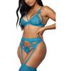 QIUXWJSX Women's Lingerie Set Lace Bralette Garter Belt Sexy Garter Belt Bras and G-String bodysuit/C/L view 2