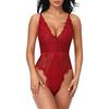 QIUXWJSX Women's Bodysuit Sexy V-Neck Teddy Lingerie Lace Crotchless Backless Underwear Sleepwear Transparent Valentine's Day bodysuit/E/S view 1