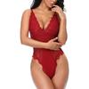 QIUXWJSX Women's Bodysuit Sexy V-Neck Teddy Lingerie Lace Crotchless Backless Underwear Sleepwear Transparent Valentine's Day bodysuit/E/S view 2