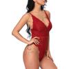QIUXWJSX Women's Bodysuit Sexy V-Neck Teddy Lingerie Lace Crotchless Backless Underwear Sleepwear Transparent Valentine's Day bodysuit/E/S view 4