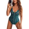 QIUXWJSX Women's Sexy Lace Bodysuit Teddy Lingerie Babydoll Babydoll Snap Crotch Underwear Zipper lace/A/XXL view 1