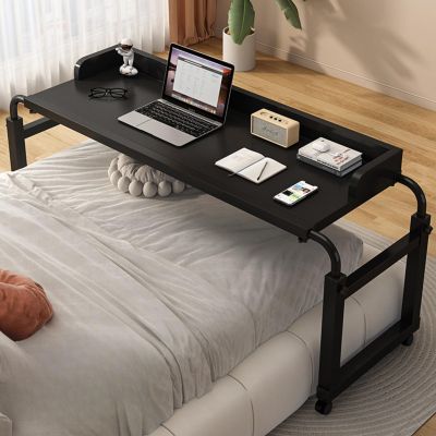 ZAIHW Bed Table with Wheels, Adjustable Height Overbed Desk, 120cm (47.2in) Black