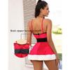 QIUXWJSX Women's Christmas Lingerie Set Halloween Christmas Sexy Velvet Dress Underwire Bra Fur Babydoll Lingerie 3XL-4XL Christmas Costume with Thong bodysuit/A/3XL view 3