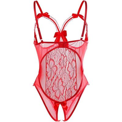 QIUXWJSX Sexy Women Lace Babydolls Sleepwear V-Neck Lingerie Babydoll Seductive Cutout Halter Bodysuit bodysuit/A/One side