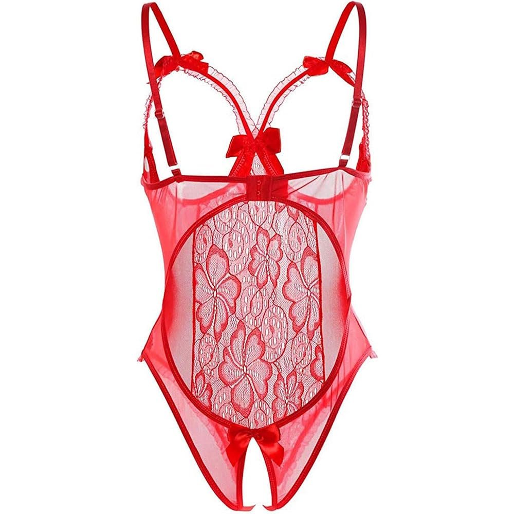 QIUXWJSX Sexy Women Lace Babydolls Sleepwear V-Neck Lingerie Babydoll Seductive Cutout Halter Bodysuit bodysuit/A/One side