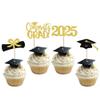 24 Pack 2024 Graduation Cupcake Toppers Glitter Class of 2024 Cupcake Picks Diploma Done Congrats Grad 2024 Cupcake Decorations for 2024 Graduation Theme Party Supplies Gold view 1