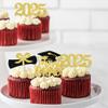 24 Pack 2024 Graduation Cupcake Toppers Glitter Class of 2024 Cupcake Picks Diploma Done Congrats Grad 2024 Cupcake Decorations for 2024 Graduation Theme Party Supplies Gold view 4
