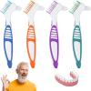 Denture Cleaning Brush, 4 Pieces Toothbrush for Dentures, Brush for False Teeth, Cleaning Brushes, Portable Brush for Cleaning, Double Stole Head Cleaning Brush Denture Cleaning Brush view 1
